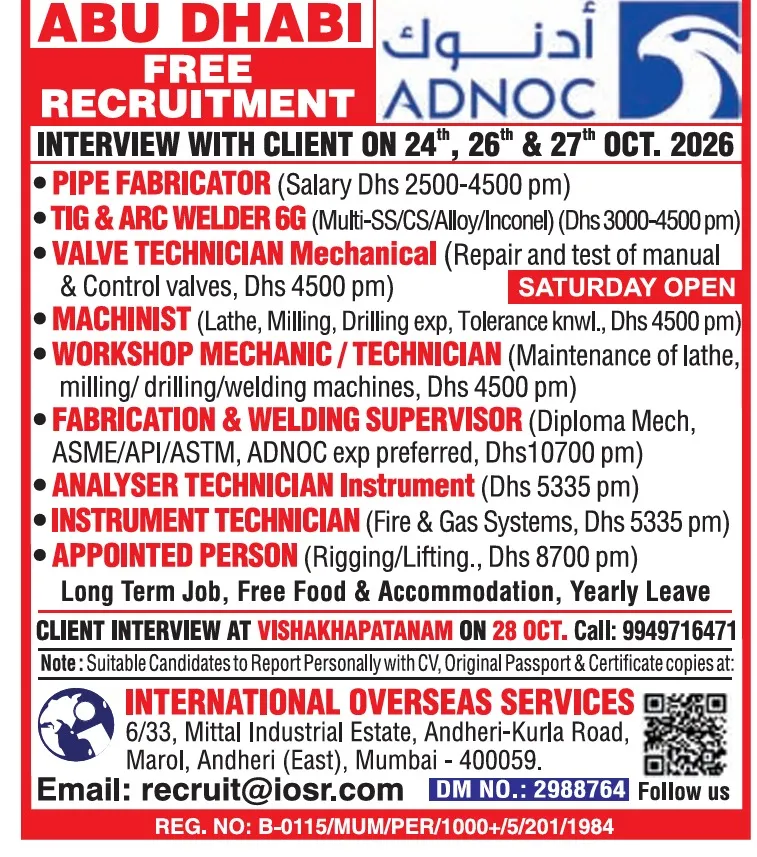 Urgent Hiring for Abu Dhabi at SML Jobs — original poster