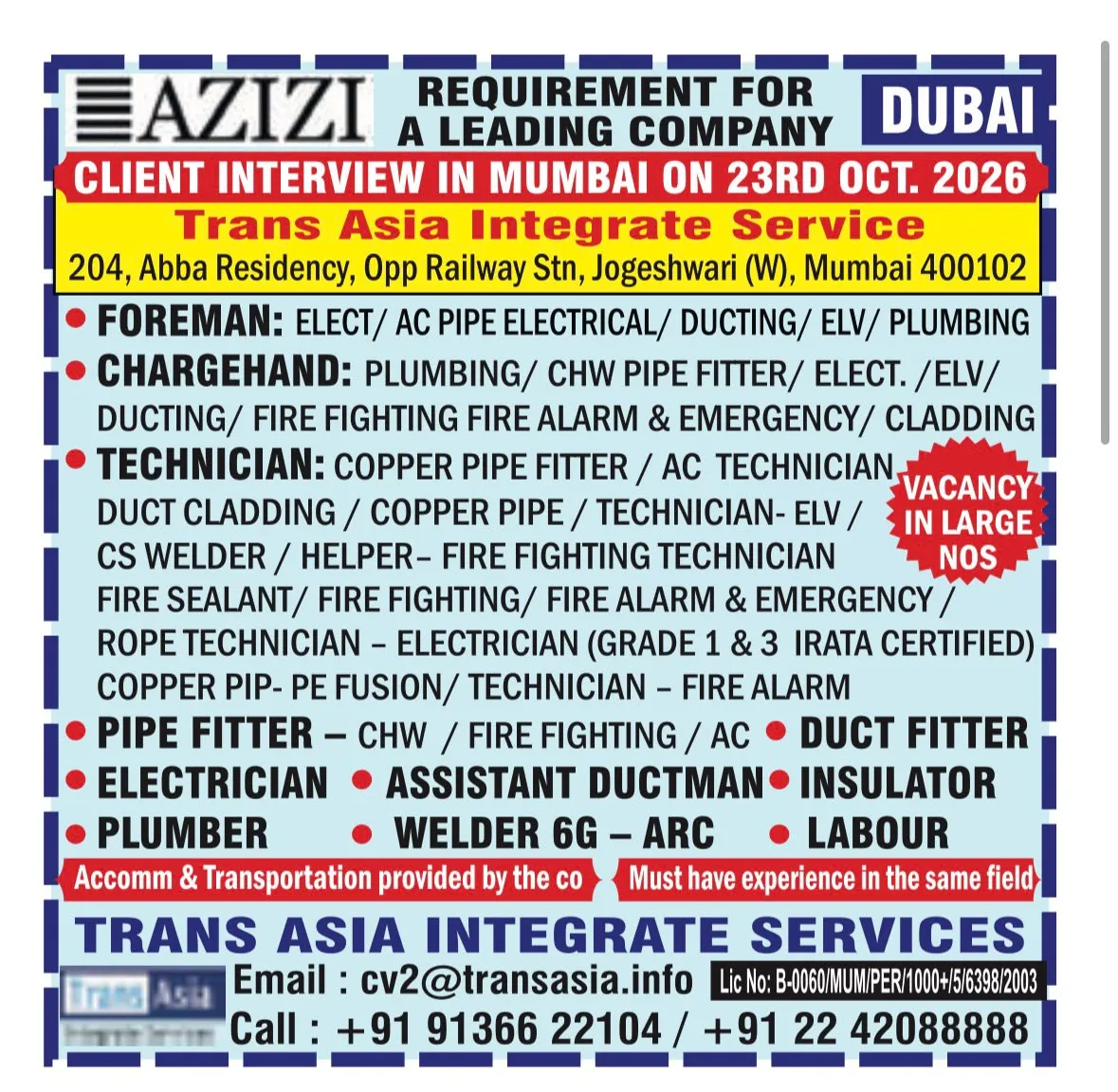 Urgent Hiring for Dubai, UAE at SML Jobs — original poster