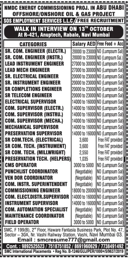 Urgent Hiring for Abu Dhabi at SML Jobs — original poster