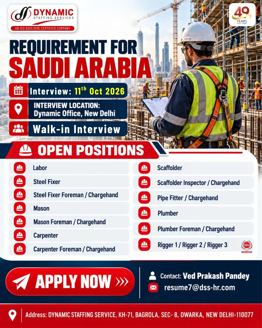 Urgent Hiring for Saudi Arabia at SML Jobs — original poster